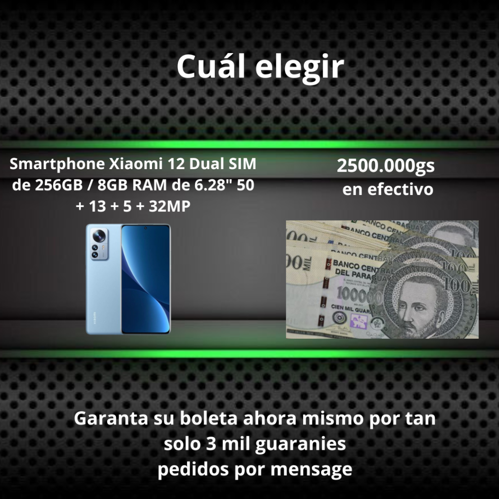 Xiaomi 12 Dual SIM de 256GB / 8GB RAM de 6.28″ 50 + 13 + 5 + 32MP o 2.500.000 GS en Efectivo